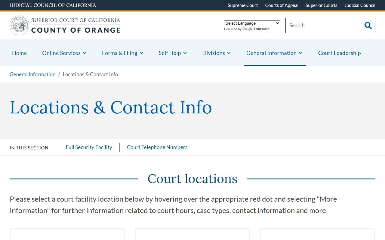 Orange County Court locations and contact information