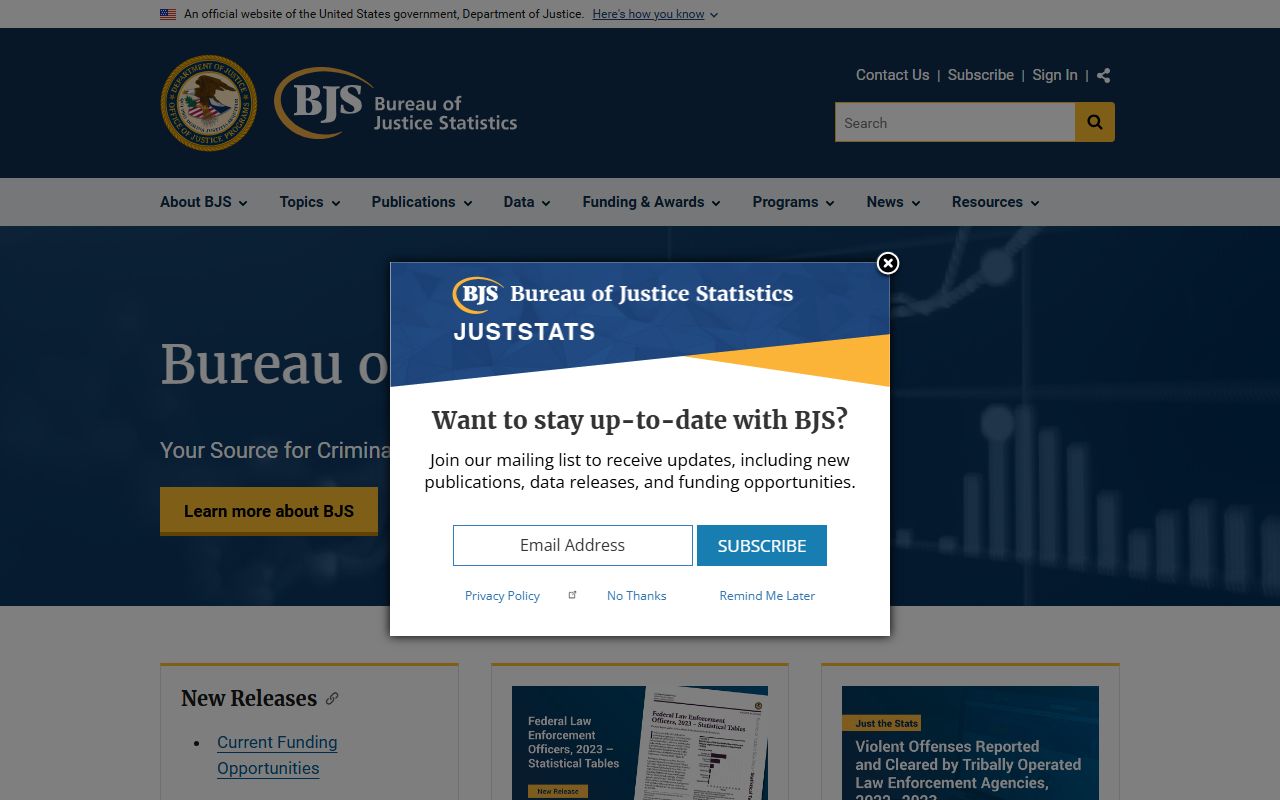 Bureau of Justice Statistics for Orange County inmate population research