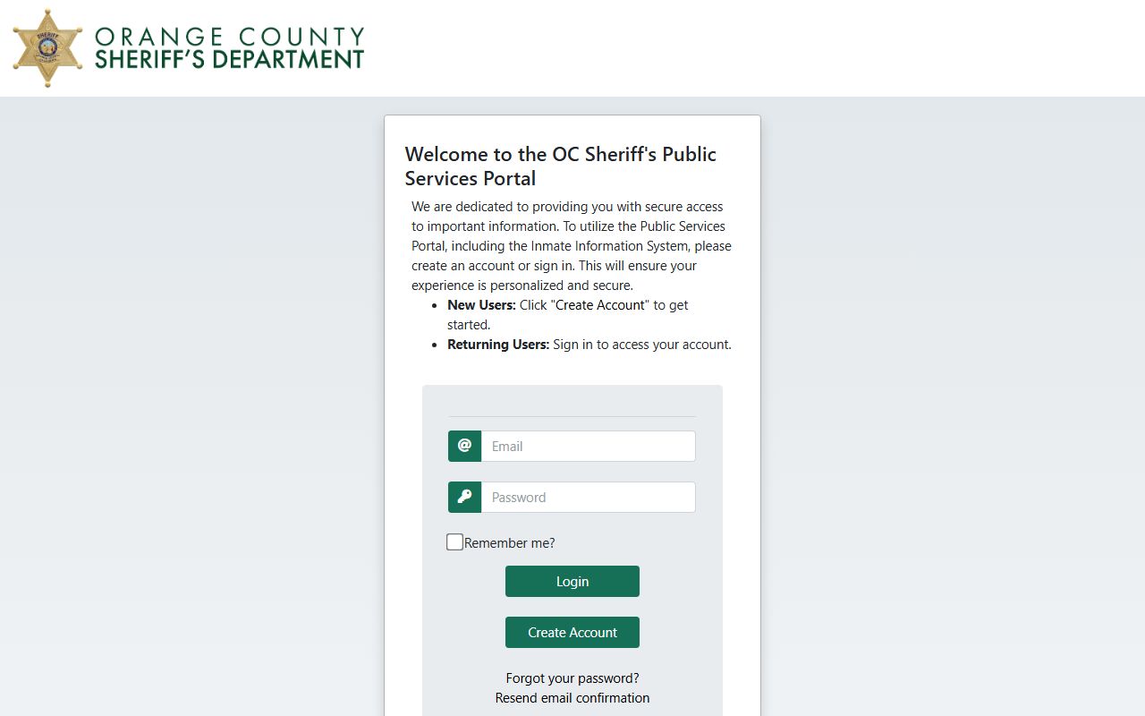 Orange County Sheriff public services app host for inmate records